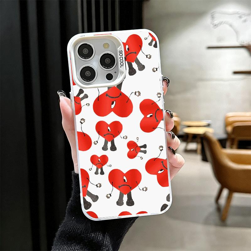 Bad Bunny Heart Shockproof Phone Case for iPhone 17 Air 16 16E 15 Pro Max 14 Plus 13 Mini 12 Back Cover Anti Fall Fundas