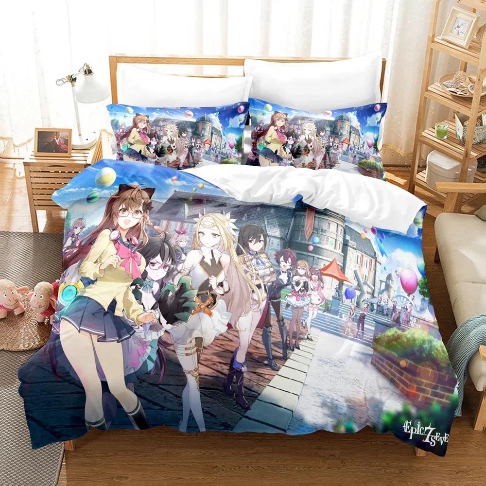 Mode 3D-Druck Spiel Epic Seven Bettwäscheset Bettdecke Bettbezugsets Kissenbezug Einzelbett Doppelbett Queen-Size King-Size Bettwäsche Heimtextilien