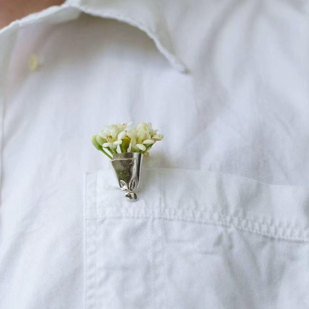 Silver Wearable Flower Bouquet Clip Zinc Zinc Alloy Gold Brooch Personality Flower Brooch  Gift