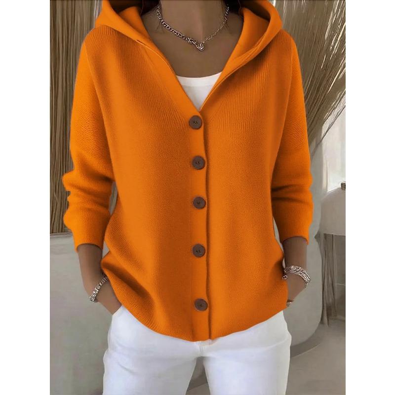 Women Solid Casual Hooded Knit Cardigan Fashion Sweater Coat For Autumn Winter