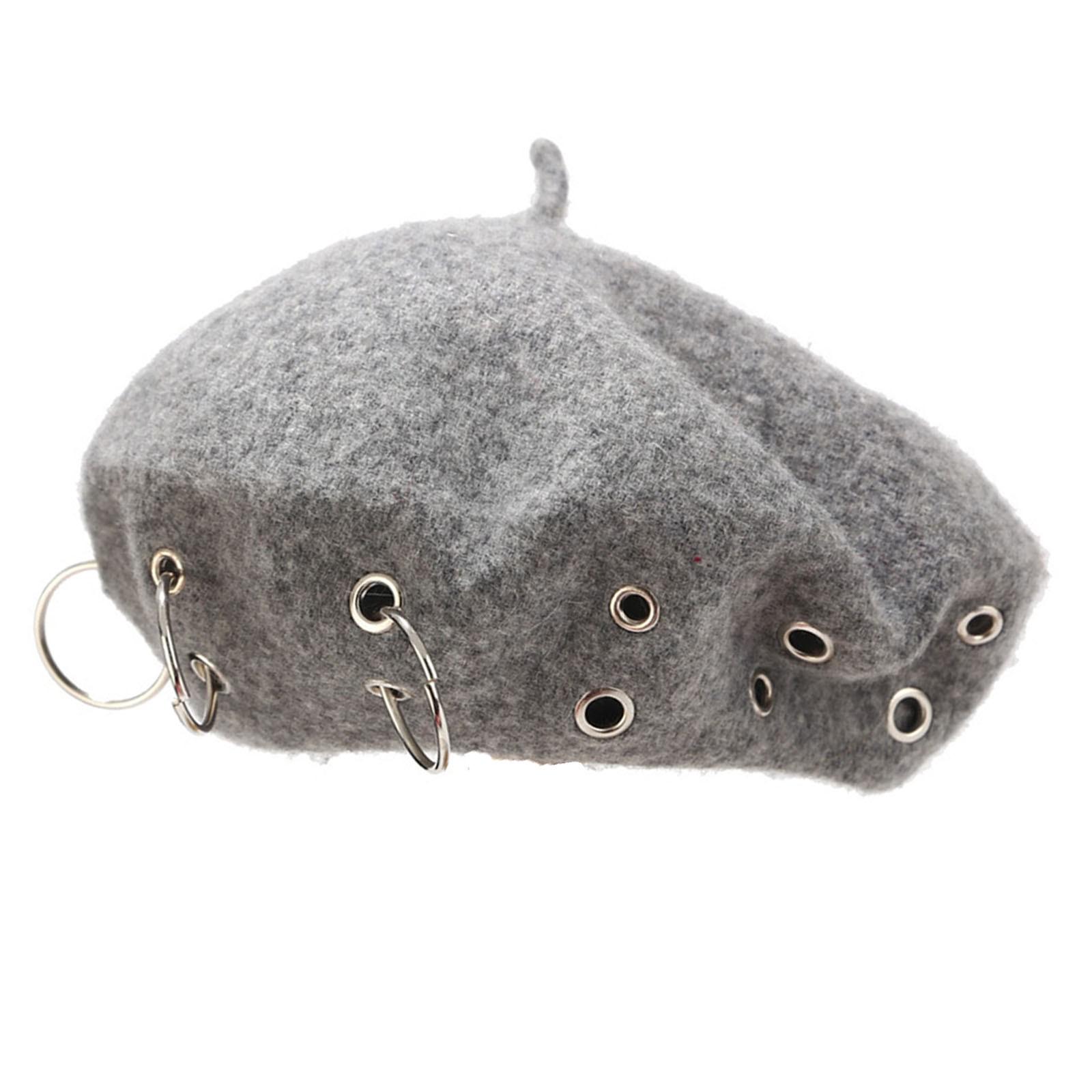 

Женский шерстяной персонализированный берет с железным кольцом и люверсом в стиле хип-хоп M