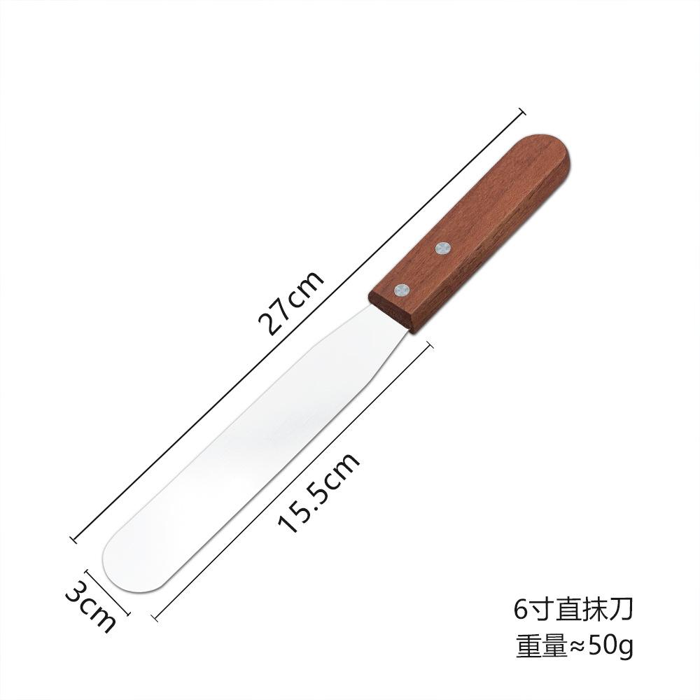 Wooden handle rounded corner spatula stainless steel baking spatula, multi-functional durable cake spatula shaping knife cream spatula