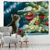 New Year Christmas Decoration Snow House Nature Cat Tapestry Kawaii Decor Wall Hanging Psychedelic Hippie Aesthetic Home Decor
