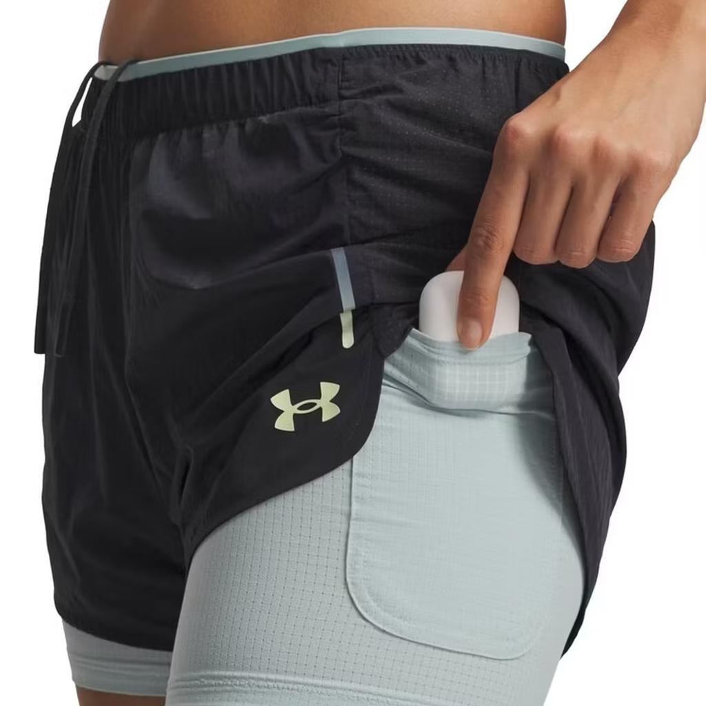 Under Armour Mid-Rise Solid Color Elastic Sports Shorts Women Shorts 6009168-016