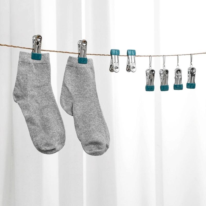 Pack Of 10 Beach Towel Clips Stainless Steel Clothes Fasteners Holders Sandproof Camping Clothespins for Outdoor Use