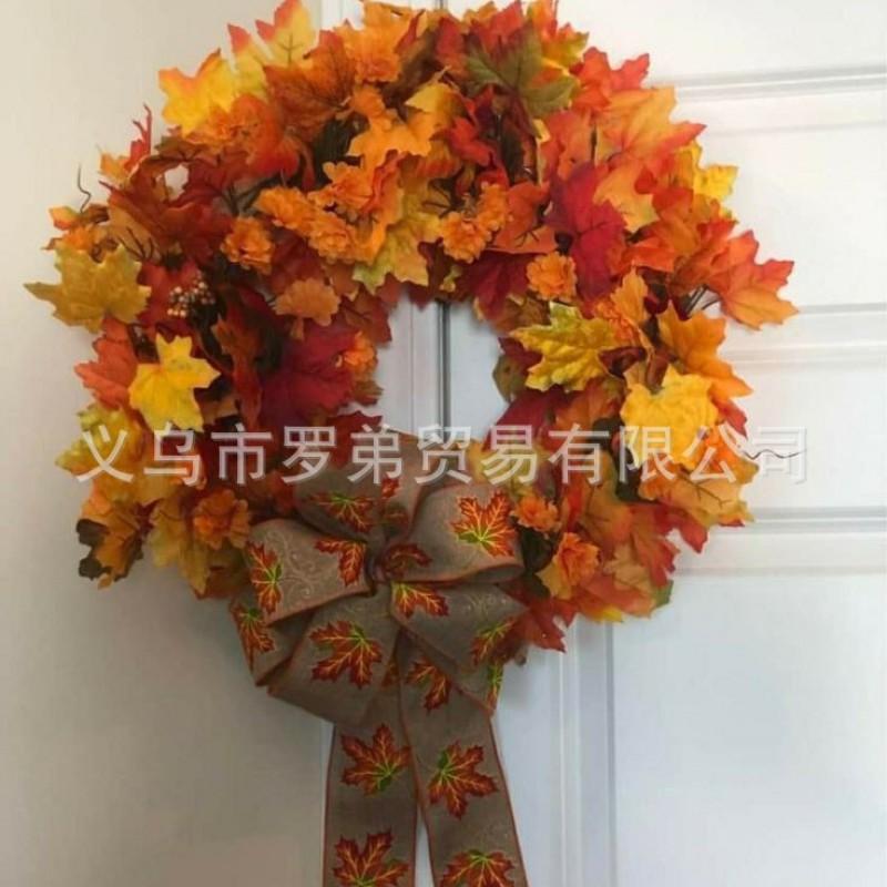 Harvest Wreath With Pumpkins Berries Vine Circle Halloween Thanksgiving Door Decor