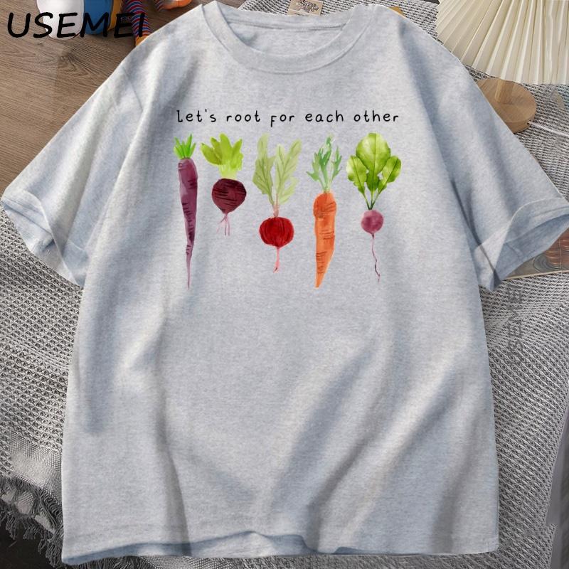 T-shirt Verdura Radici per l'Altra T-shirt Giardinaggio Uomo Donna Vegano Carota T-shirt Casual Manica Corta Cotone Abbigliamento Uomo