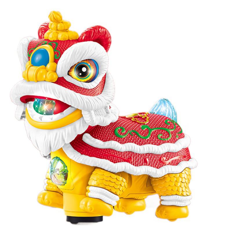 

Китайские игрушки для танца льва, электрический танец льва со светом и музыкой, забавные качающиеся головы для танца льва для детей красный