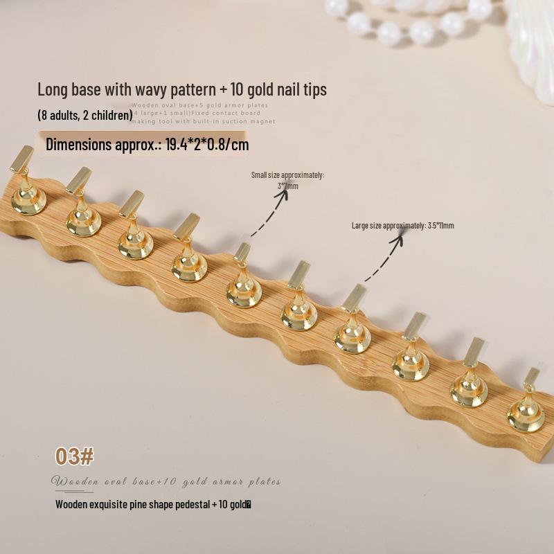 Minimalist Wooden Nail Art Practice Base & Wearable Metal Finger Holder