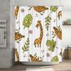 Vibrant Giraffe Tropical Leaf Printed Shower Curtain For Bathroom Decor Taurusduan Design