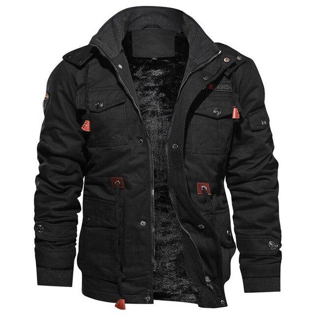 

Мужская зимняя куртка, повседневная, толстая, термопальто, армейская, пилотная, куртка, верхняя одежда Force Cargo, флисовая куртка XL чёрный