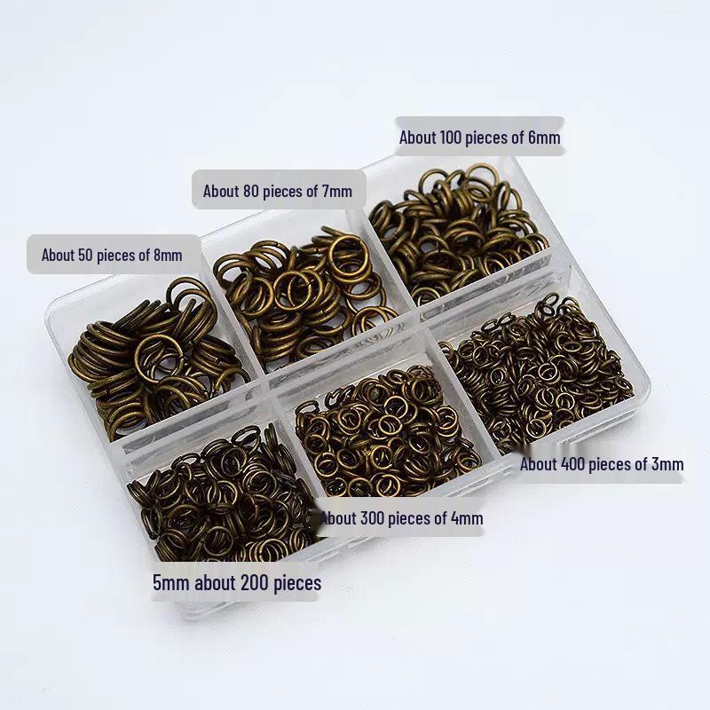 Schmuckset mit 6 Fächern: Offene Biegeringe für DIY-Armbänder, Halsketten und Ohrringe