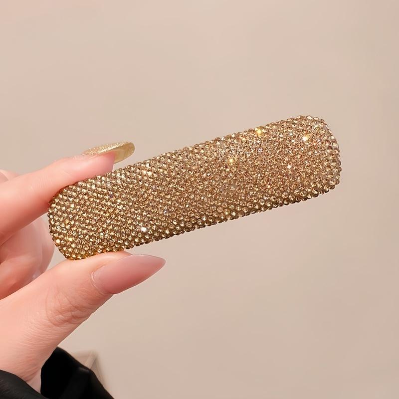 Stylish And Simple Full Diamond Geometric Hairpin, High-End Temperament Side Clip Bb Clip, Versatile Bangs Clip, Hairpin, Hair Accessories