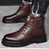 Men's Genuine Leather Martin Boots: High-Top Winter Business Casual with Wool Lining