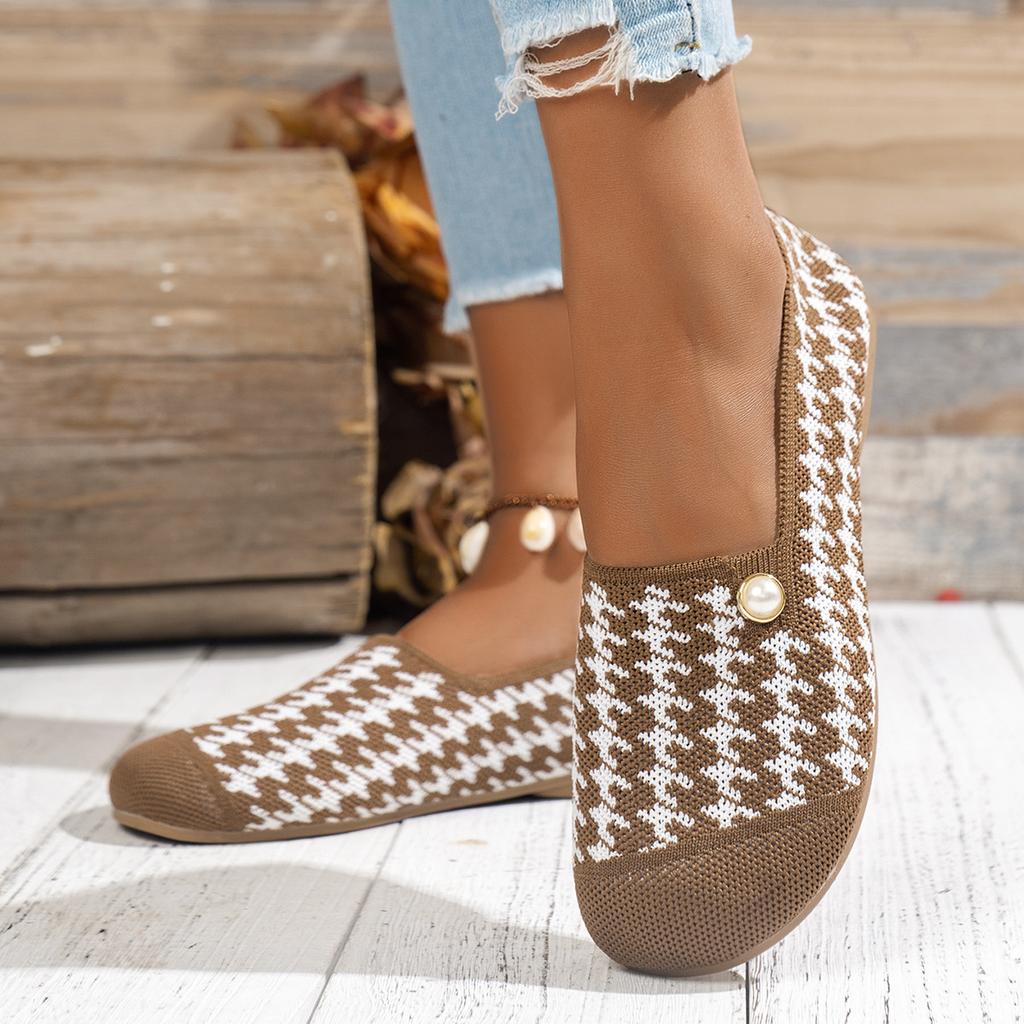 Women's Shoes Casual Sneaker Head Flat Comfortable Breathable Casual Shoes Women's Summer Shoes with Pearl Christmas