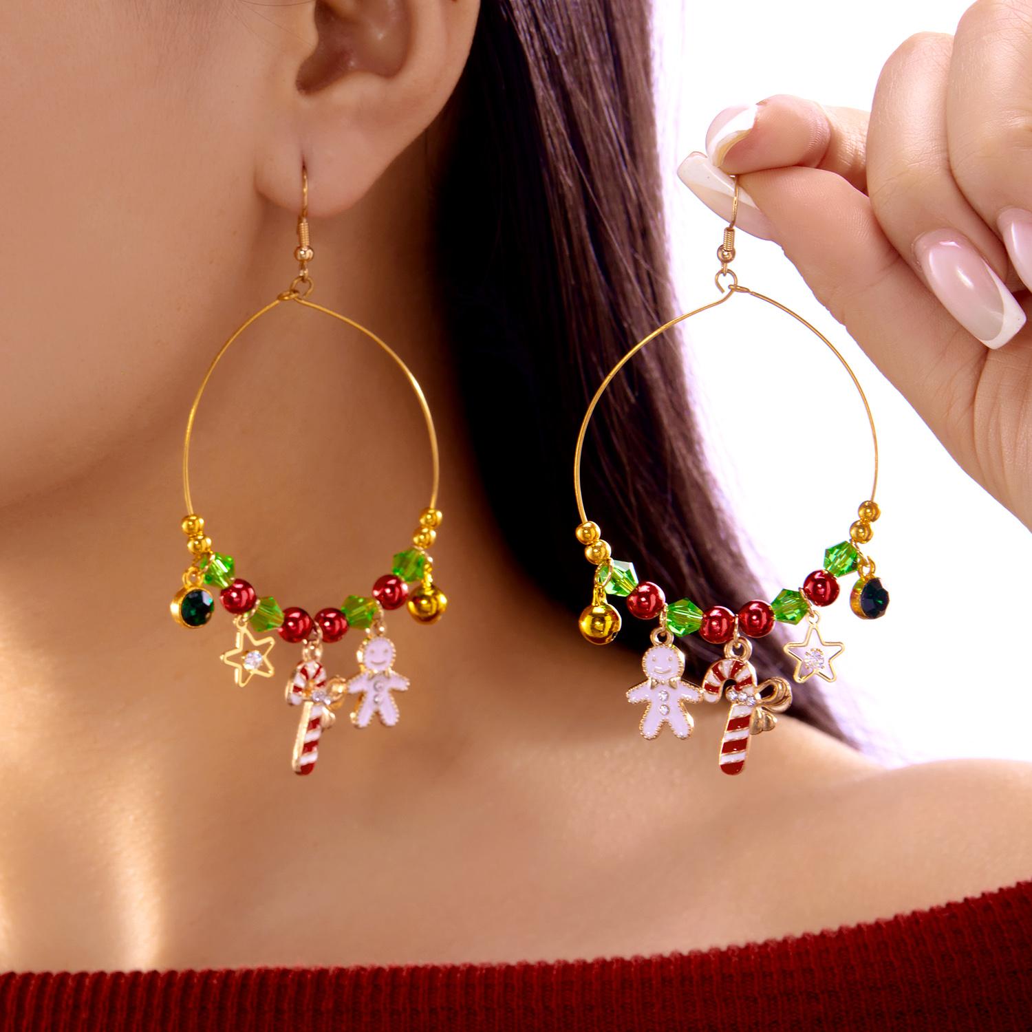 

Fashion White Snowman Scarf Dangle Earring for Women Imitation Pearl Rhinestone Snowflake Earrings Jewelry New Year Holiday Gift