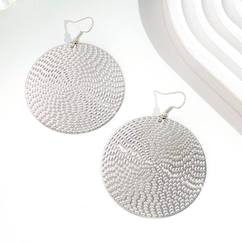 Punk Exaggerated Gold Silver Color Drop Earrings For Women Fashion Big Round Circle Dangle Earrings Statement Jewelry