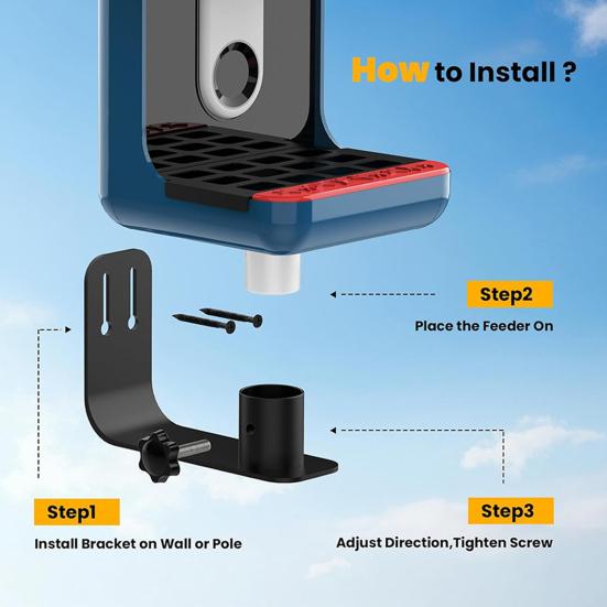 Feeder Stand for Bird Buddy Pro1/2, Stainless Steel Stable Mount with Locking Screws Design, Weather-Resistant Heavy Duty Bracket for Wall Outdoor
