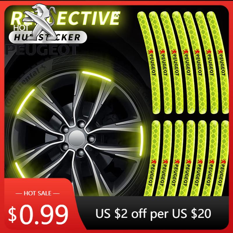 Car Sticker Car Wheel Reflective Strip Car Motorcycle Wheel Reflective Sticker For Peugeot 206 207 307 3008 2008 308 407 408 508