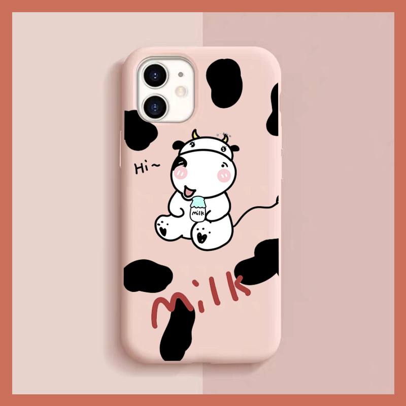 Cute Cartoon Milk Cow Phone Case for iphone 13 11 12 mini pro max 7 8 plus 6 6s x xs max xr shell