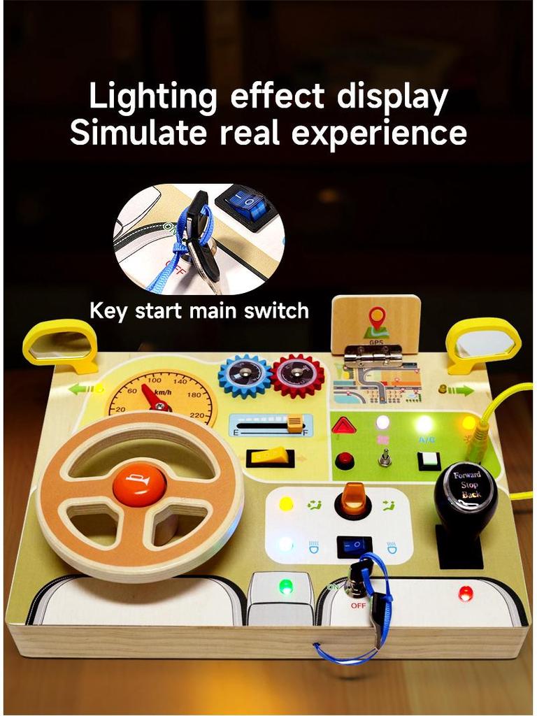 Children's Wooden Steering Wheel Puzzle - Montessori-Inspired Educational Busy Board for Simulated Driving and Intellectual Development