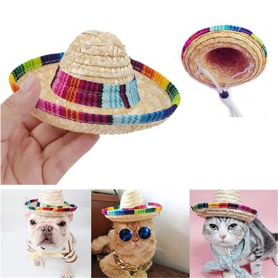 Colorful Costume Dog Supplies Pet Ornaments Mexican Straw Cap Pet Straw Hat Sombrero