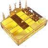Ramadan Tray Eid Mubarak Serving Tray Hollow Palace Acrylic Mirror Tray Fruit Plate Tableware Dessert Platters DIY Display Holder Ramadan Decor