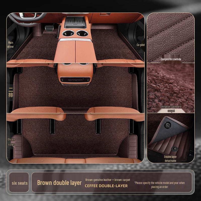 Ideal L7/8/9/ONE Genuine Leather Double-Layer Floor Mats for Six-Seven Seaters