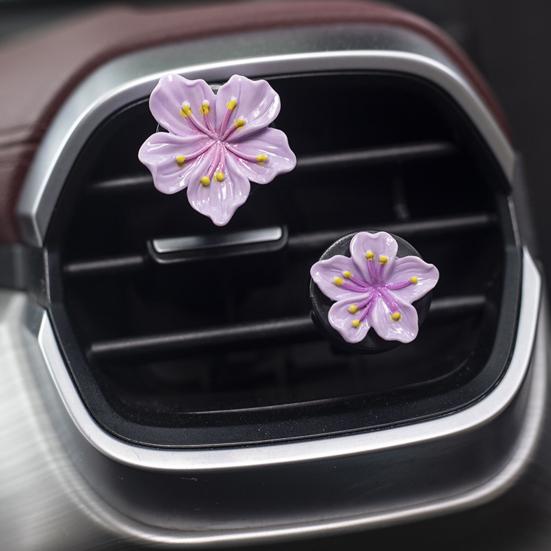 1 Pair Flower Air Vent Clip Peach Blossom Air Conditioning Outlet Clip for Women Girls Cute Car Air Freshener Decor for Interior Accessories