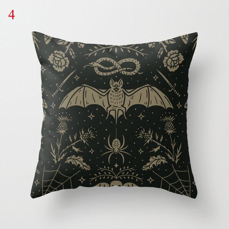 Halloween Skull Bat Pumpkin Print Cushion Cover Home Living Room Sofa Car Decoration Pillow 45 * 45Cm