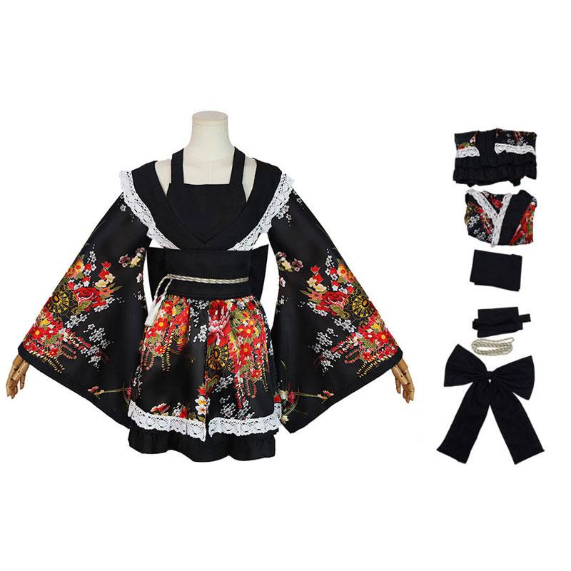 Gokuraku Maria Jodo Maid Outfit Cosplay Costume Set Lolita Uniform Play Role