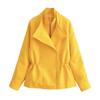 ZA Giacca da Donna in Ecopelle Gialla 2026 Moda Collo Alto Zip Vestibilità Aderente Slim Fit