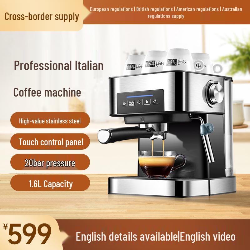 Home & Commercial Italian Semi-Automatic Coffee Machine with Fresh Grinding and Milk Frothing