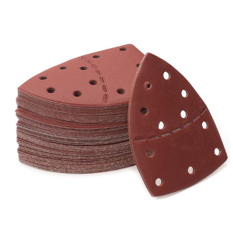 Triangle 11-Hole Detachable Palm-Sized Sandpaper, 152x105 mm, Iron Triangle Red Flocking Sheet