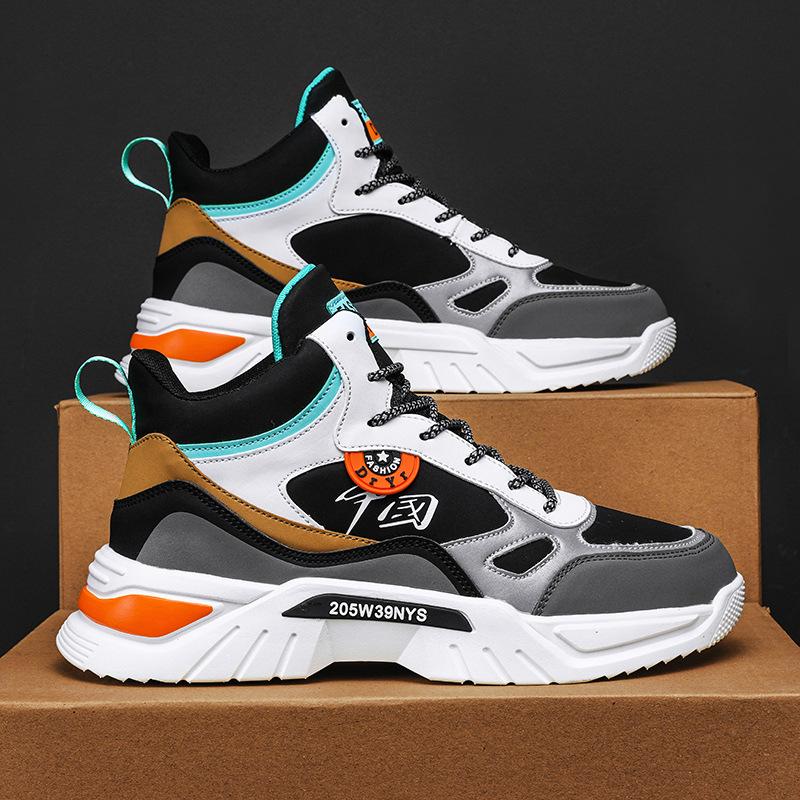 High-top Large-size Men's Shoes Autumn and Winter Sports Casual Shoes Men's Ins Dad Shoes Versatile Student Running Shoes