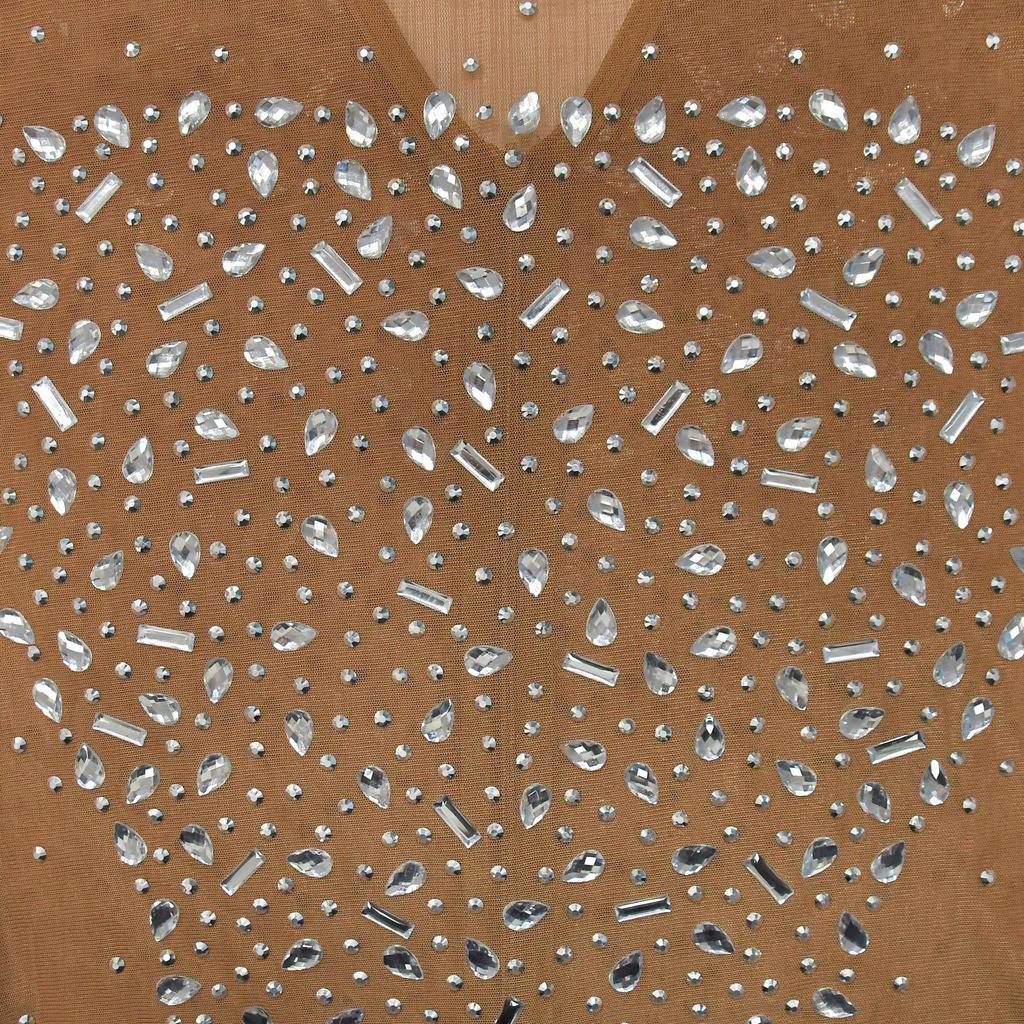 C6890 Evropské a americké dámské maxi šaty s dlouhým rukávem ze síťoviny jednobarevné s horkým vrtáním