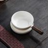 High-grade 100-hole Suet Jade Porcelain Tea Leak Wood Side Handle Light Luxury Integrated Tea Filter Household Chinese Ceramic Tea Set