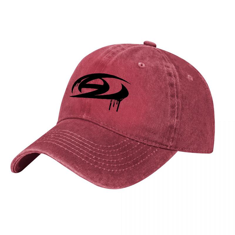 Eagle Logo Washed Canvas Baseball Cap Classic Black Adjustable Hat with Stylized Eye Design