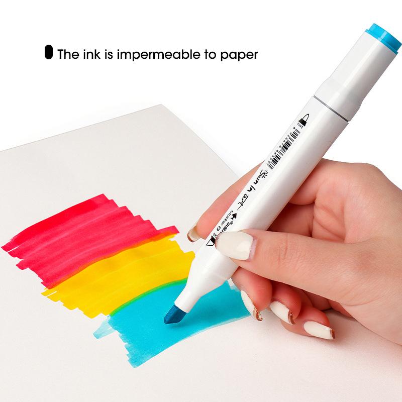 12/18/24/36/48/60 Color Portable Double Headed Arts Markers Set,Fine Arts Painting Oily Pen, Artist Art Supplies Graffiti Diy