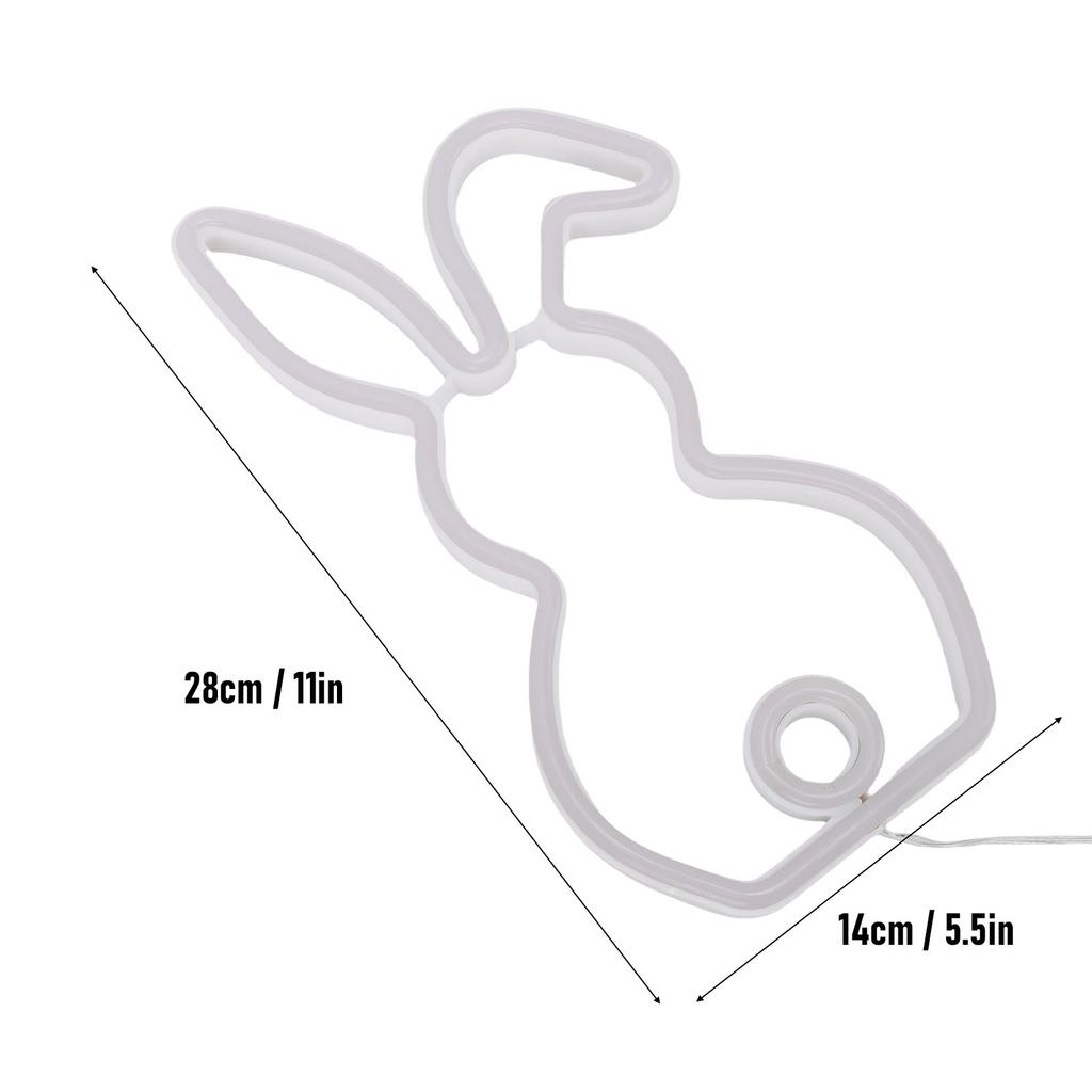   Neon Light Battery Operated Bunny LED Neon Sign Easter Decoration for Bedroom Dorm Easter Party Bar
