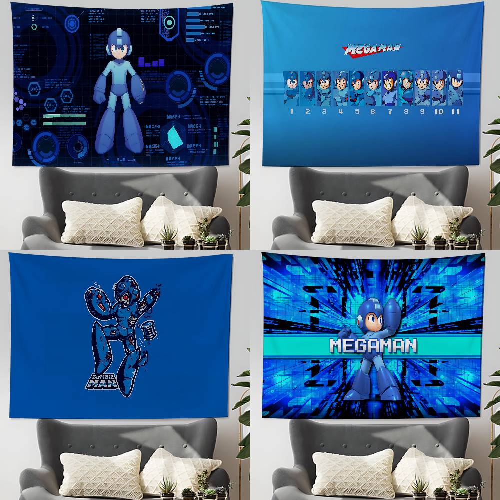 MMega Man Game Fashion Tapestry Wall Hanging Tapestry Art Deco Blanket Curtain Hanging At Home Bedroom Living Room Decor