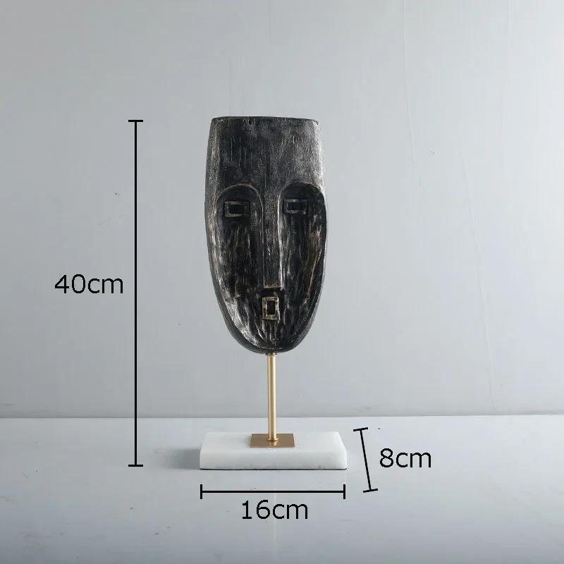 Abstract Human Face Resin Crafts Ornaments Desk Decoration Black Character Mask Statue Creative Artwork Room Aesthetics Decor