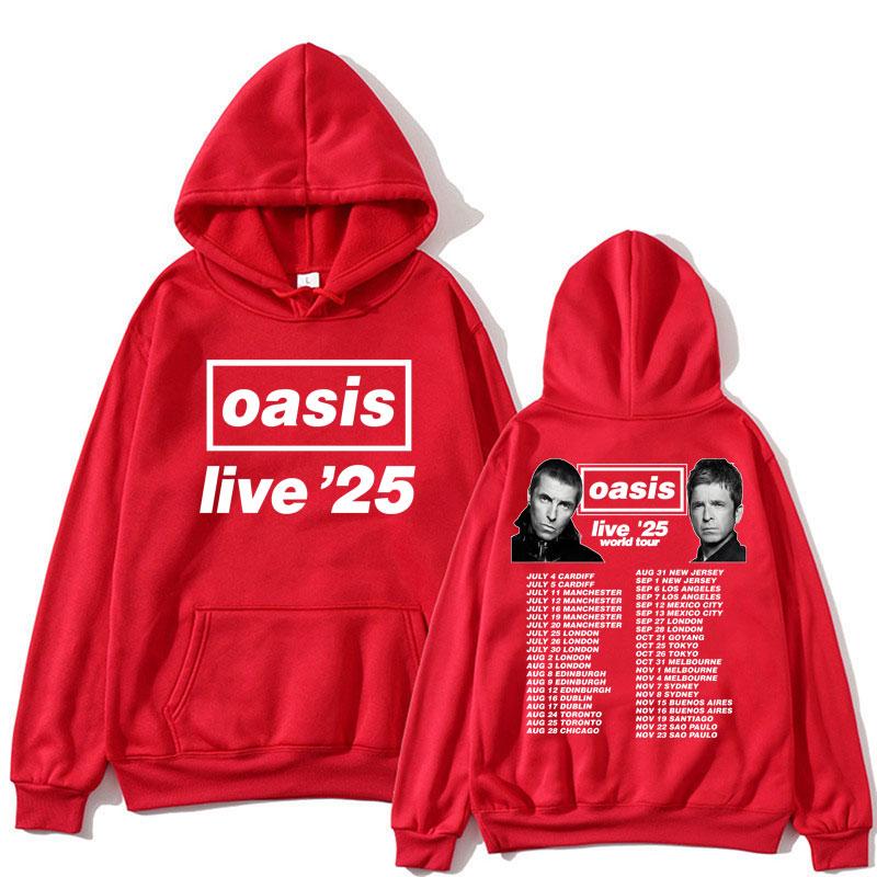 

Худи Rock Band O-Oasis Live 25 Tour 2025 Мужское Женское Готическое Хип-Хоп Винтажное С Длинным Рукавом Свободное Флисовая Толстовка Уличная Одежда Мужская S