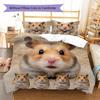 Hamster and Rat Pattern Bedding Quilt Set Quilt Cover Pillowcase Home Decoration Gift (1 * Duvet Cover + 2 * Pillowcase, Without Core)