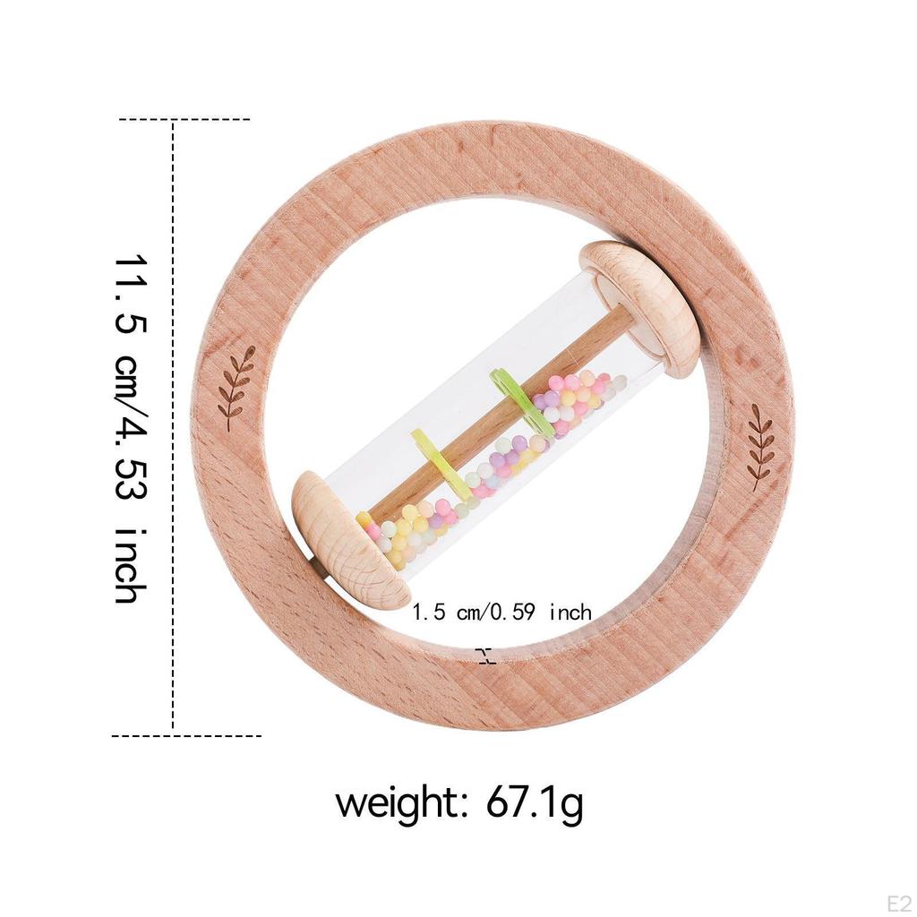 Wooden Baby Rattle Grasping Wood Teether Toy for 612 Months Boys Girls Gift
