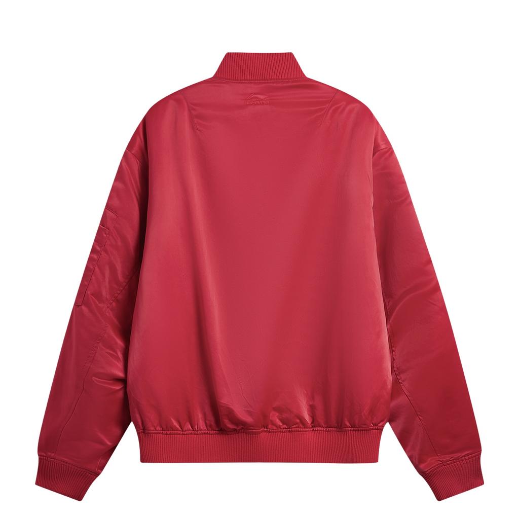Li Ning Sports Lifestyle Series Baseball Collar Embroidered Pattern Letter Couple Cotton Jacket Unisex Jacket AJMW199-4