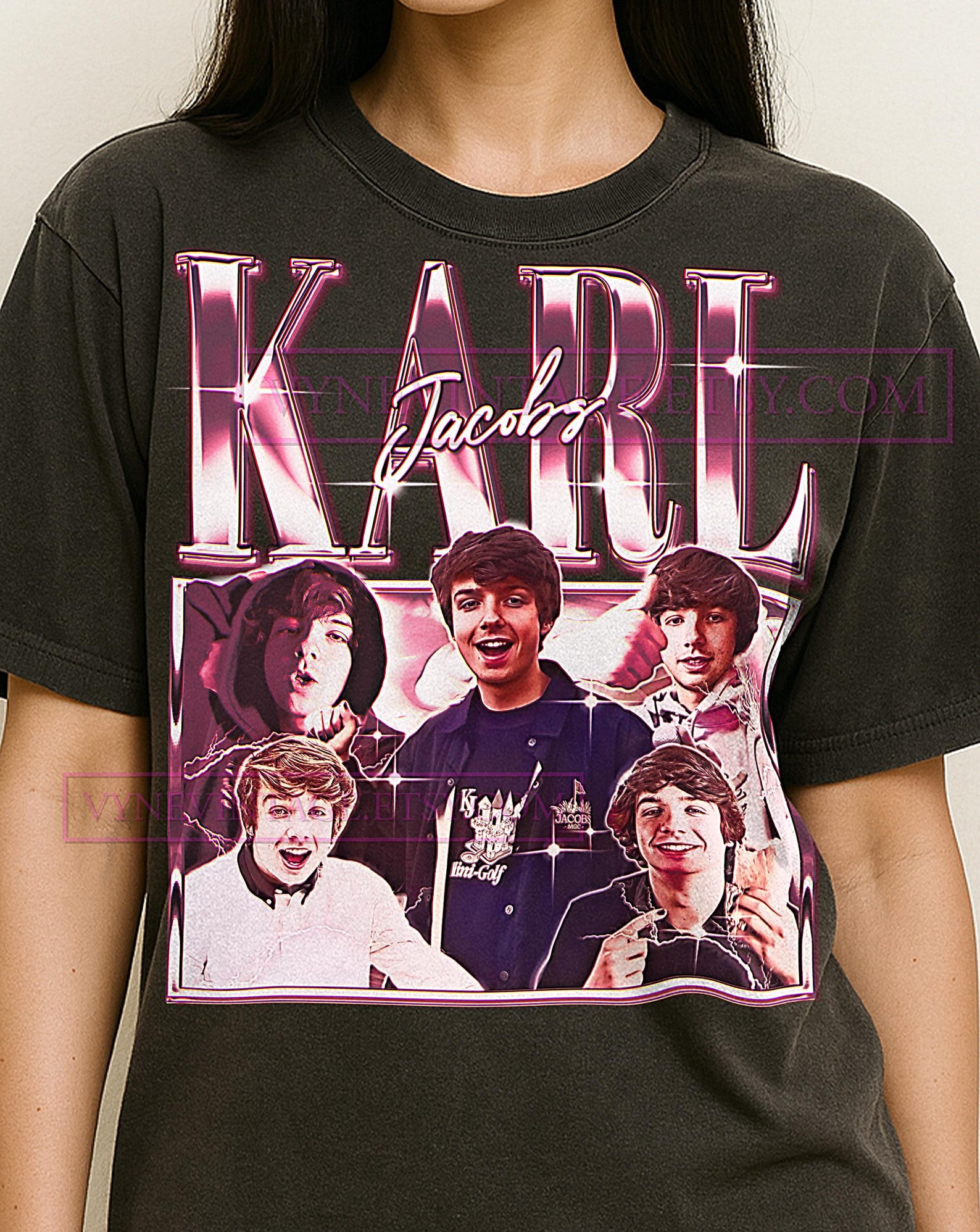 KARL JACOBS T-Shirt, Vintage Influencer Gamer Star Celebrity Performer Tee, 90s Retro Throwback, Karl Jacobs Sweater L