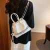 New small bag, portable texture bucket bag, fashionable weaving 2025 backpack, chain bag, women's woolen goods.
