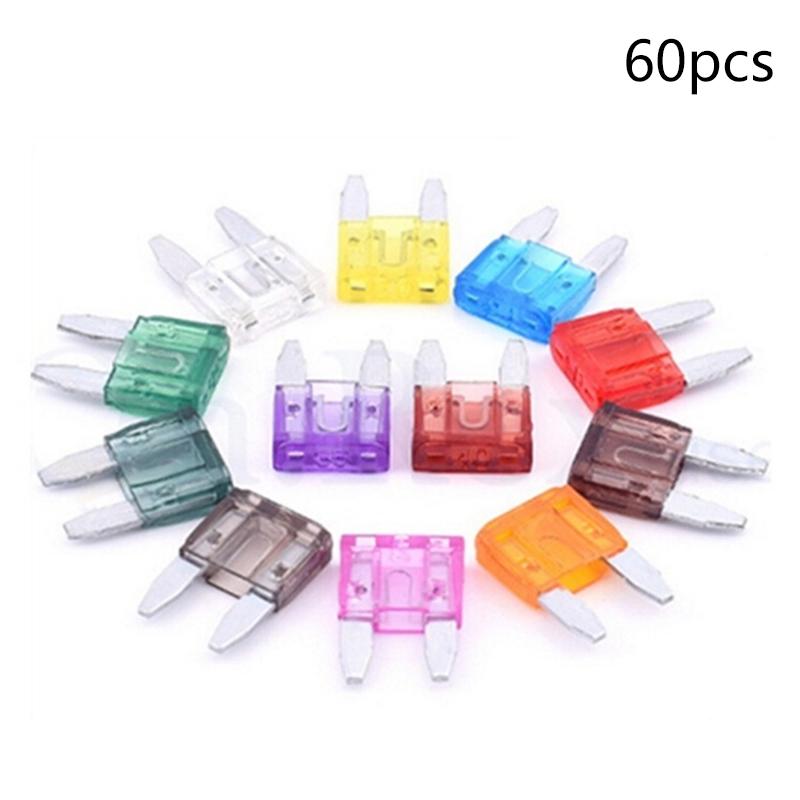 60Pcs Mini Blade Fuses Auto Car Truck Assortment Fuse Kit 5A 10A 15A 20A 25/30A