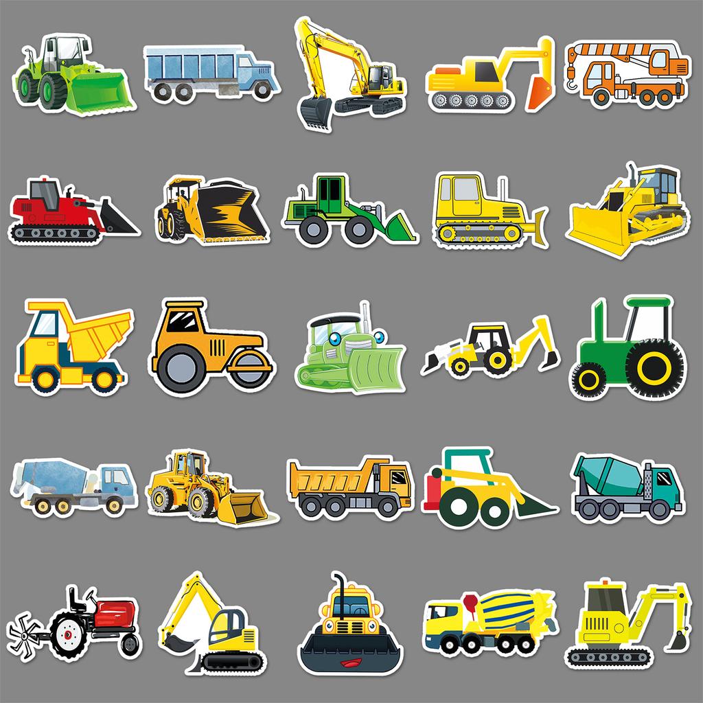 100 Pieces of Engineering Car Graffiti Stickers Personalized Cartoon Decorative Water Cup Mobile Phone Case Notebook Stickers
